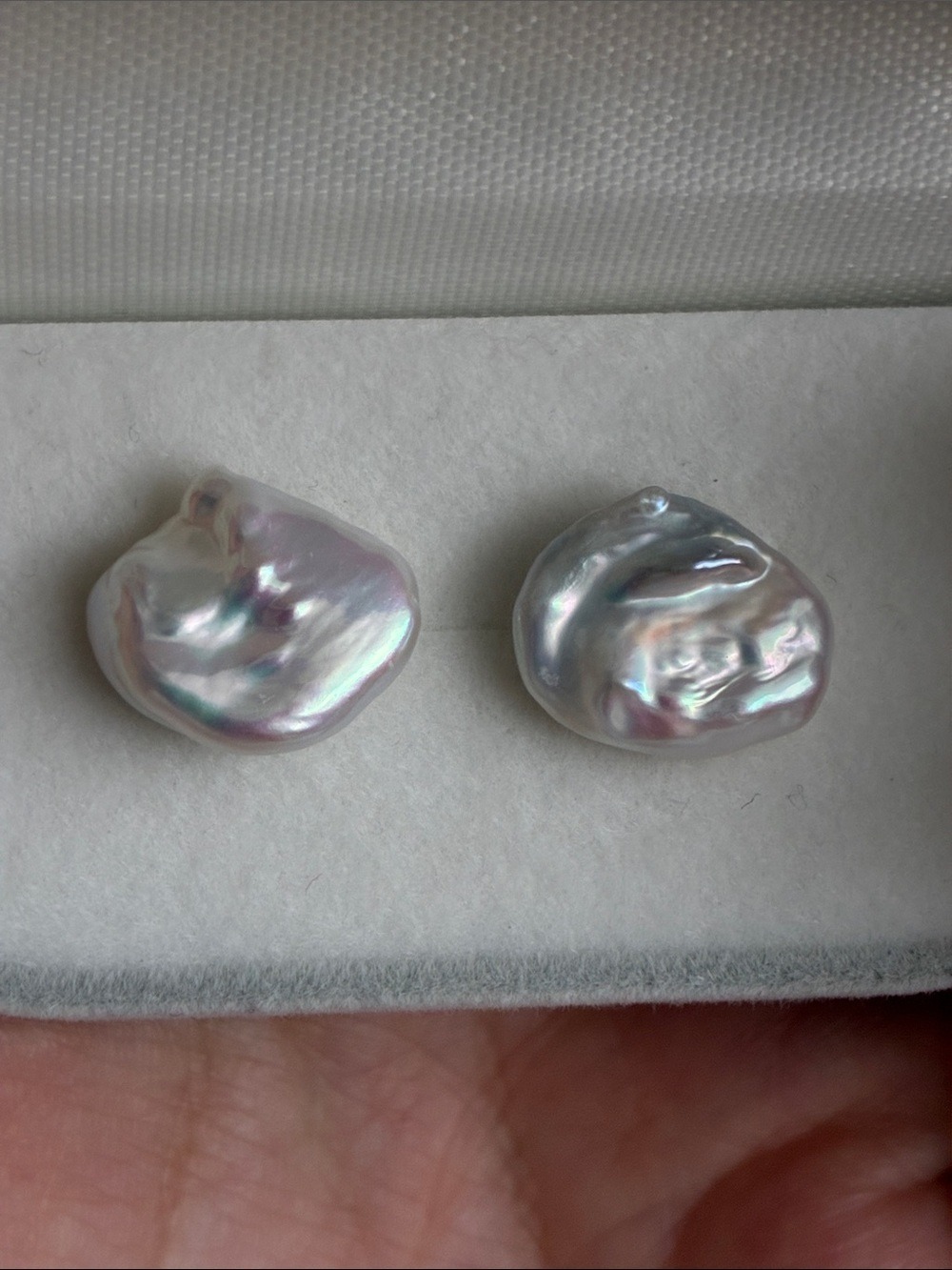 Iridescent Baroque Pearl Stud Earrings | Statement Pearl Earrings